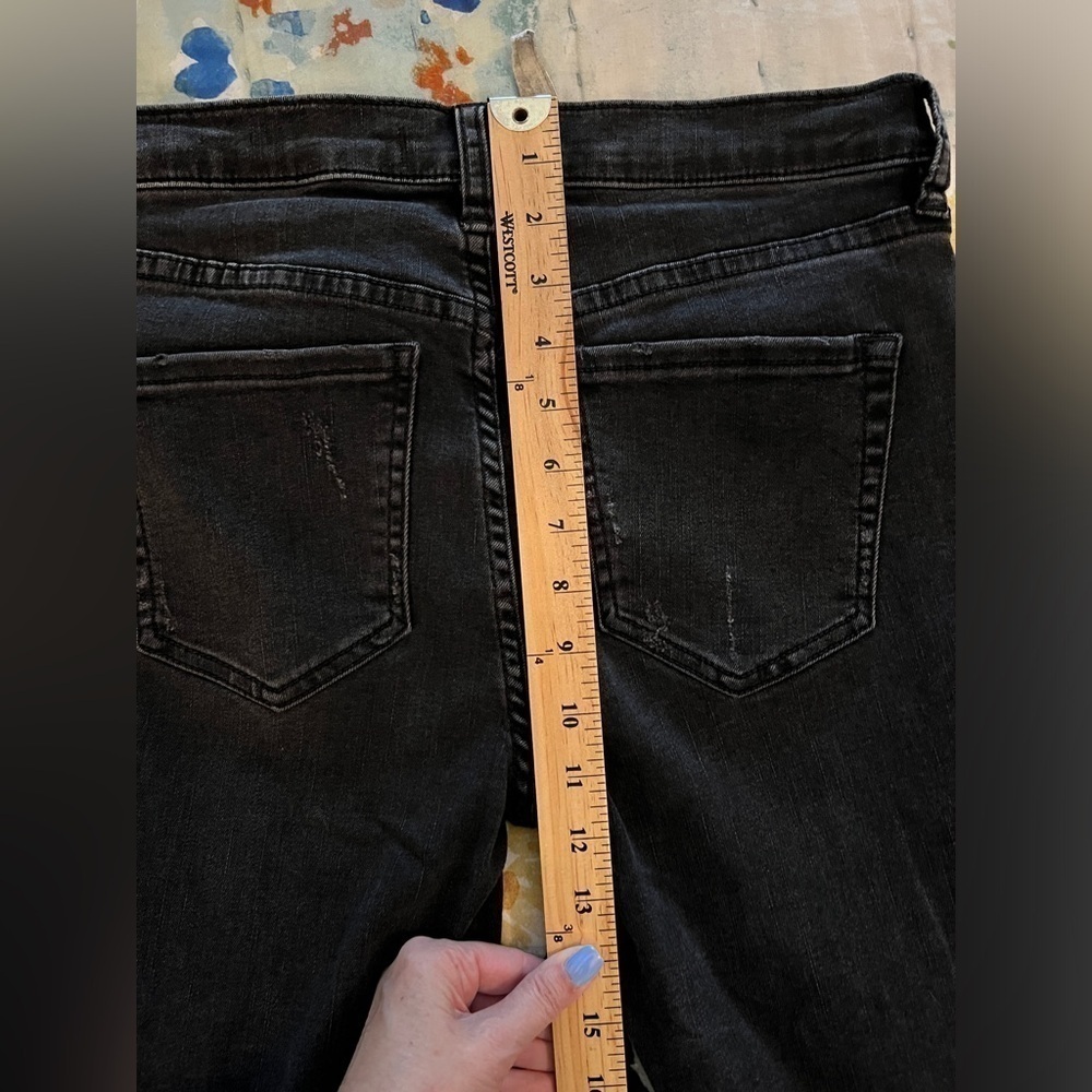 FREE PEOPLE 28 Great Heights Frayed Skinny Jeans Black Charcoal - Picture 14 of 14